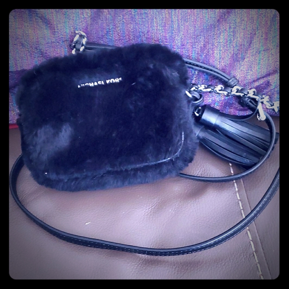 Fuzzy black Michael Kors purse